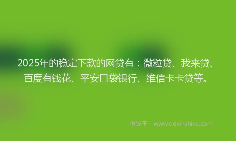 2025年的稳定下款的网贷有：微粒贷、我来贷、百度有钱花、平安口袋银行、维信卡卡贷等。