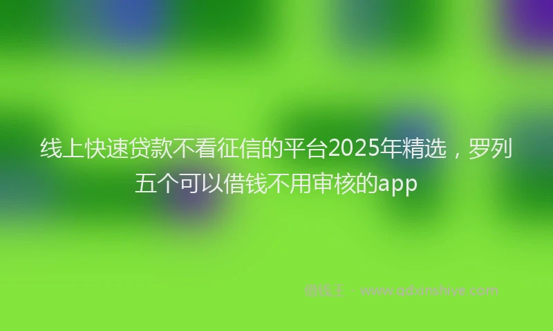 线上快速贷款不看征信的平台2025年精选，罗列五个可以借钱不用审核的app