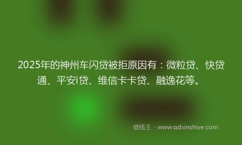 2025年的神州车闪贷被拒原因有：微粒贷、快贷通、平安i贷、维信卡卡贷、融逸花等。