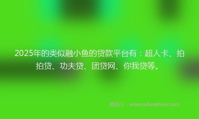 2025年的类似融小鱼的贷款平台有：超人卡、拍拍贷、功夫贷、团贷网、你我贷等。