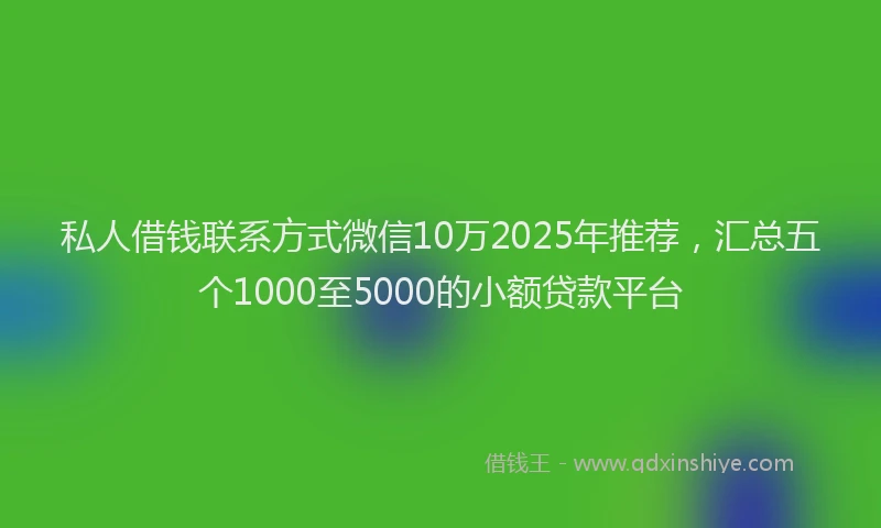私人借钱联系方式微信10万2025年推荐，汇总五个1000至5000的小额贷款平台