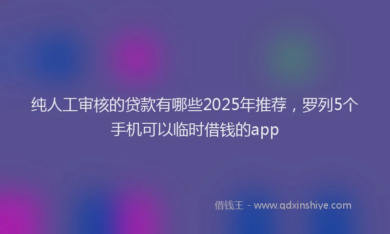 纯人工审核的贷款有哪些2025年推荐，罗列5个手机可以临时借钱的app