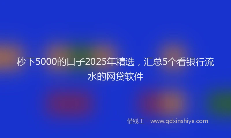 秒下5000的口子2025年精选，汇总5个看银行流水的网贷软件