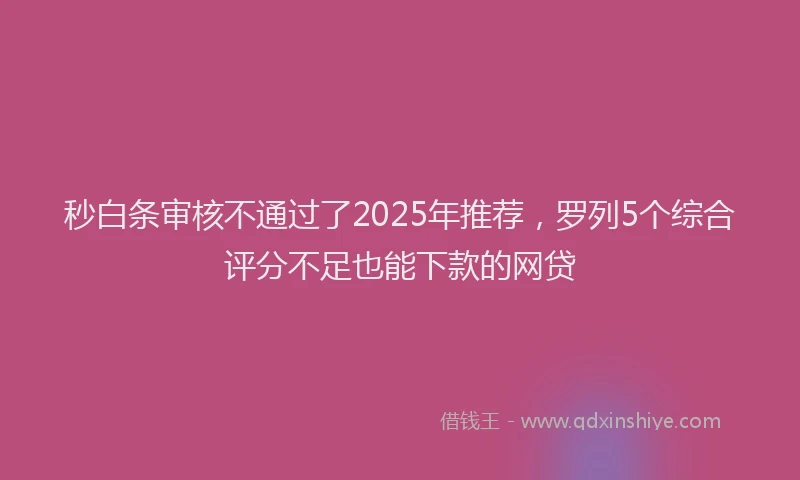 秒白条审核不通过了2025年推荐，罗列5个综合评分不足也能下款的网贷