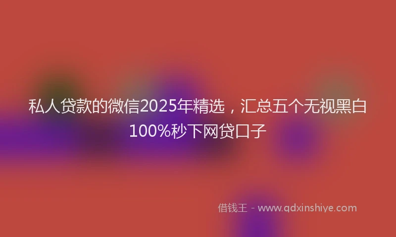 私人贷款的微信2025年精选，汇总五个无视黑白100%秒下网贷口子