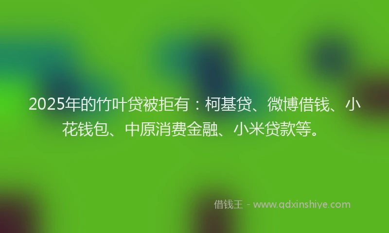 2025年的竹叶贷被拒有：柯基贷、微博借钱、小花钱包、中原消费金融、小米贷款等。