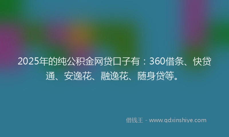 2025年的纯公积金网贷口子有：360借条、快贷通、安逸花、融逸花、随身贷等。