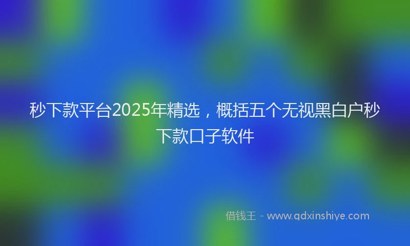 秒下款平台2025年精选，概括五个无视黑白户秒下款口子软件