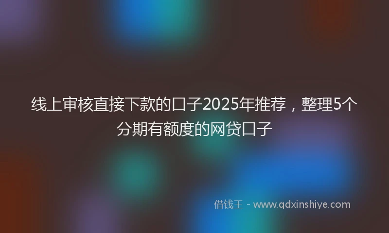 线上审核直接下款的口子2025年推荐，整理5个分期有额度的网贷口子