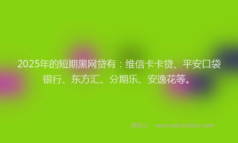 2025年的短期黑网贷有：维信卡卡贷、平安口袋银行、东方汇、分期乐、安逸花等。