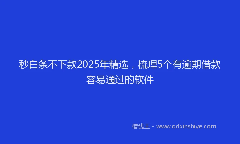 秒白条不下款2025年精选，梳理5个有逾期借款容易通过的软件