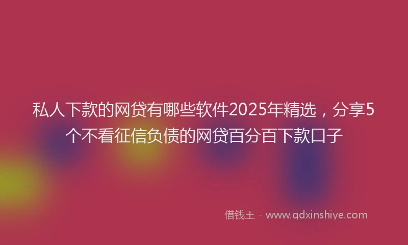 私人下款的网贷有哪些软件2025年精选，分享5个不看征信负债的网贷百分百下款口子