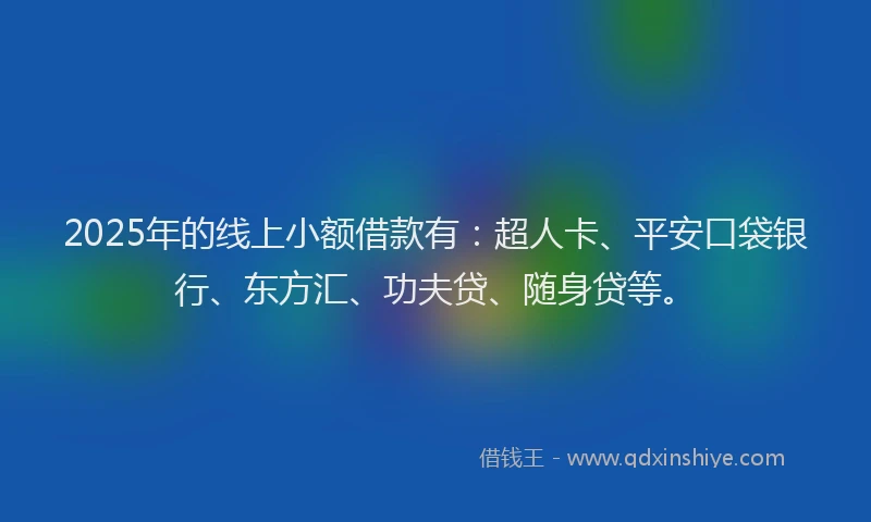 2025年的线上小额借款有：超人卡、平安口袋银行、东方汇、功夫贷、随身贷等。