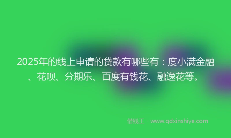 2025年的线上申请的贷款有哪些有：度小满金融、花呗、分期乐、百度有钱花、融逸花等。