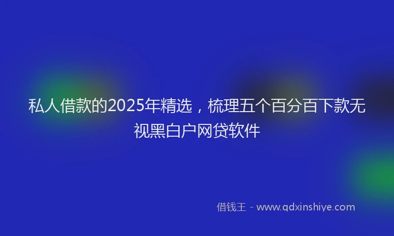 私人借款的2025年精选，梳理五个百分百下款无视黑白户网贷软件