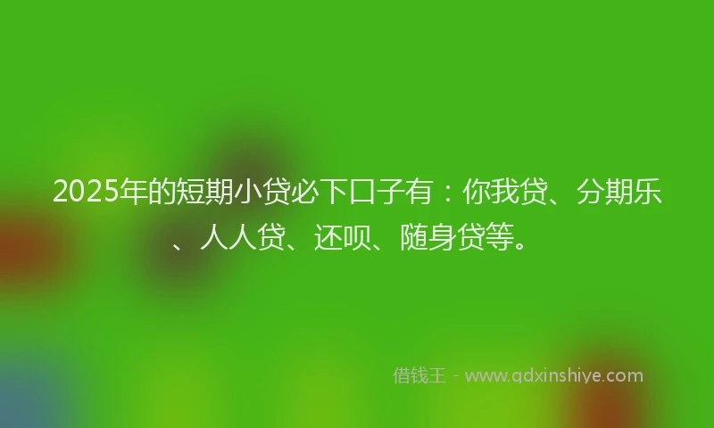 2025年的短期小贷必下口子有：你我贷、分期乐、人人贷、还呗、随身贷等。