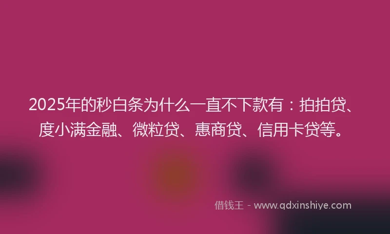 2025年的秒白条为什么一直不下款有：拍拍贷、度小满金融、微粒贷、惠商贷、信用卡贷等。