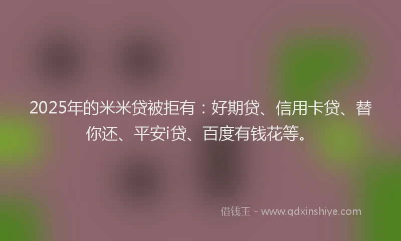 2025年的米米贷被拒有：好期贷、信用卡贷、替你还、平安i贷、百度有钱花等。