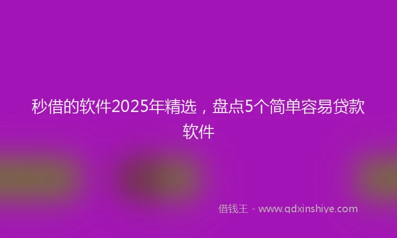 秒借的软件2025年精选，盘点5个简单容易贷款软件