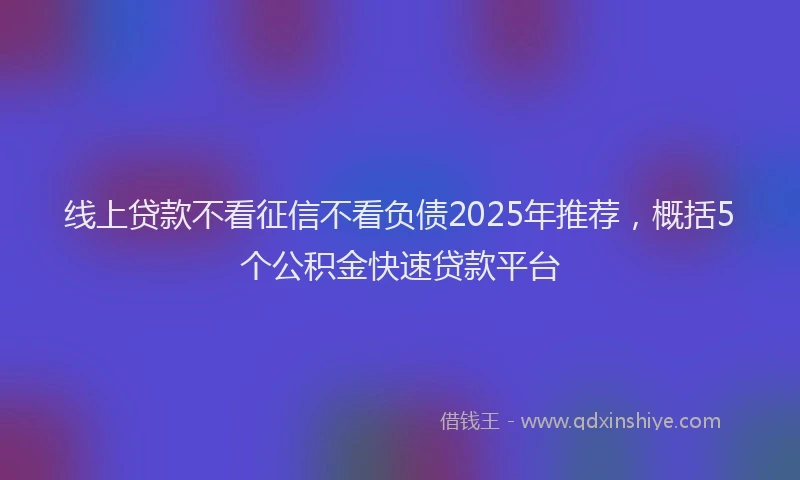 线上贷款不看征信不看负债2025年推荐，概括5个公积金快速贷款平台