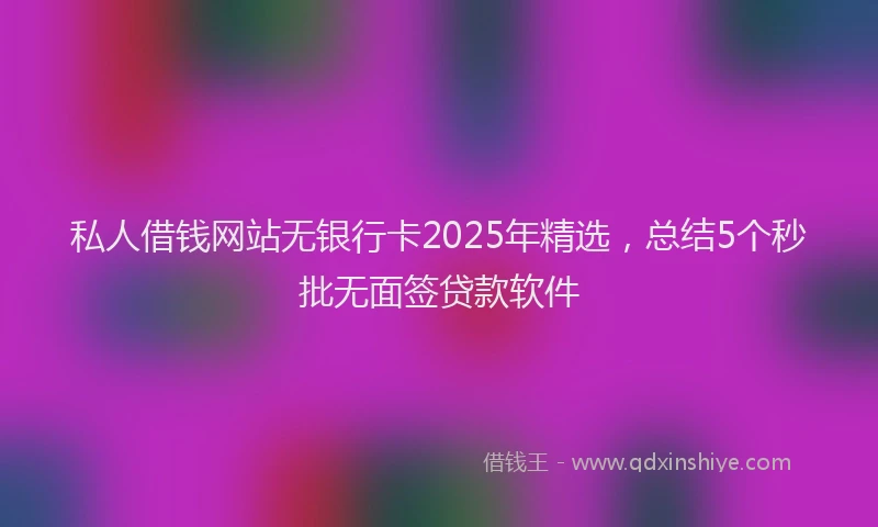 私人借钱网站无银行卡2025年精选，总结5个秒批无面签贷款软件