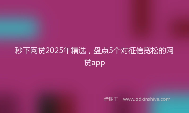 秒下网贷2025年精选，盘点5个对征信宽松的网贷app