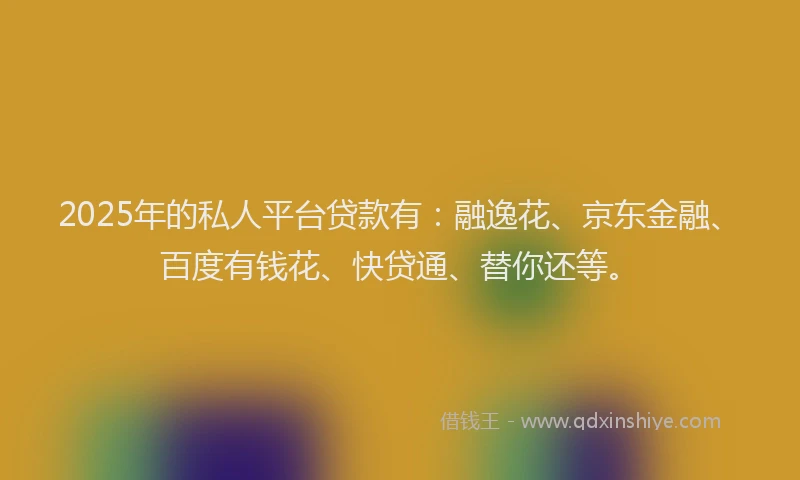 2025年的私人平台贷款有：融逸花、京东金融、百度有钱花、快贷通、替你还等。