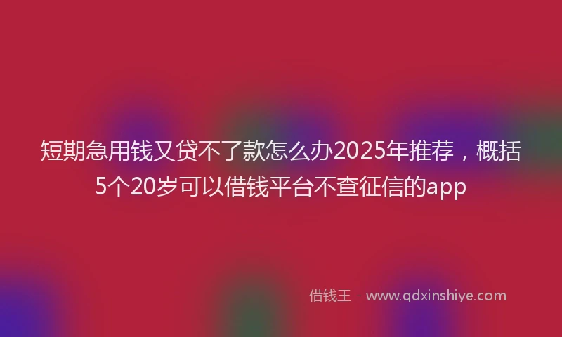 短期急用钱又贷不了款怎么办2025年推荐，概括5个20岁可以借钱平台不查征信的app