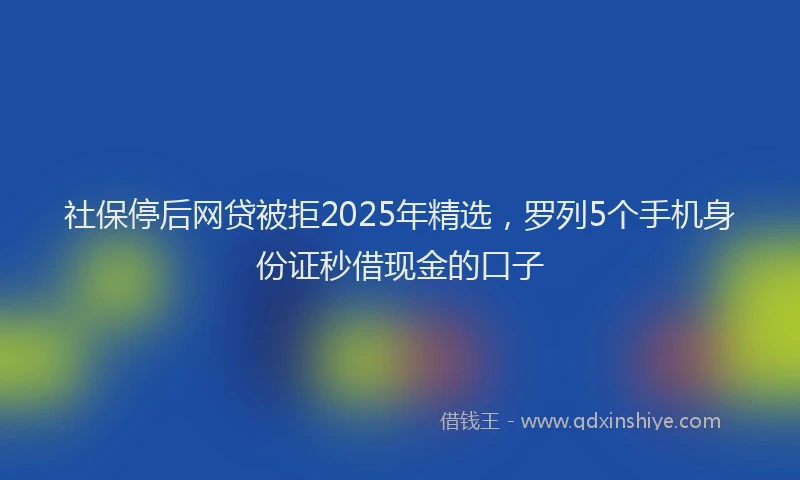 社保停后网贷被拒2025年精选，罗列5个手机身份证秒借现金的口子