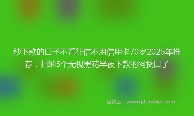秒下款的口子不看征信不用信用卡70岁2025年推荐，归纳5个无视黑花半夜下款的网贷口子