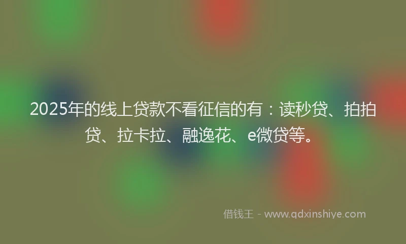 2025年的线上贷款不看征信的有：读秒贷、拍拍贷、拉卡拉、融逸花、e微贷等。