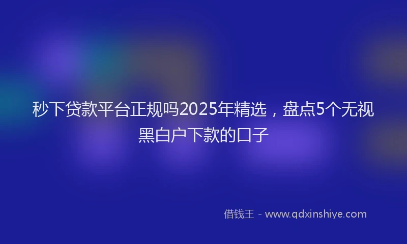 秒下贷款平台正规吗2025年精选，盘点5个无视黑白户下款的口子