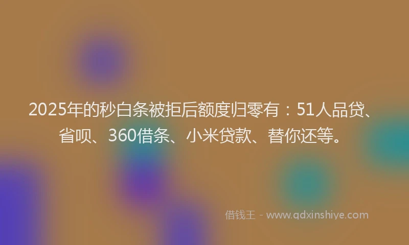 2025年的秒白条被拒后额度归零有:51人品贷、省呗、360借条、小米贷款、替你还等。