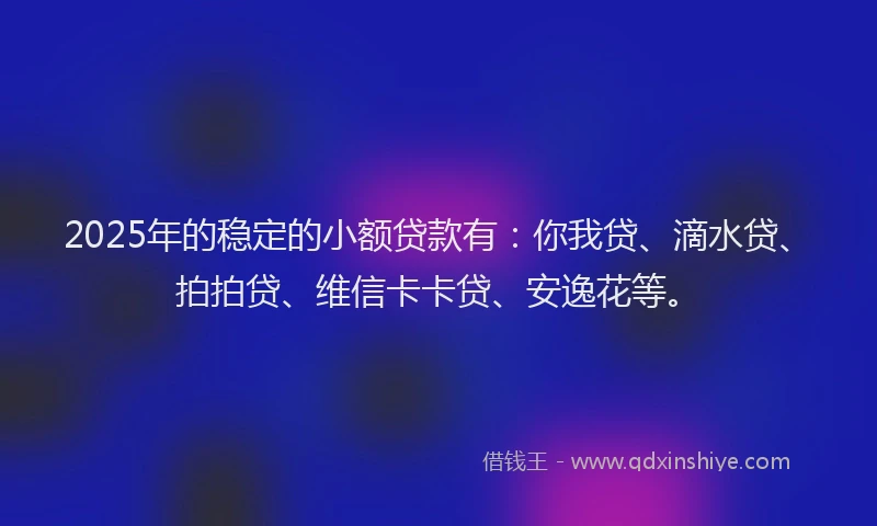 2025年的稳定的小额贷款有：你我贷、滴水贷、拍拍贷、维信卡卡贷、安逸花等。