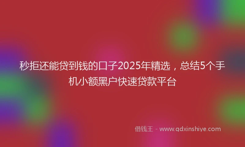 秒拒还能贷到钱的口子2025年精选，总结5个手机小额黑户快速贷款平台
