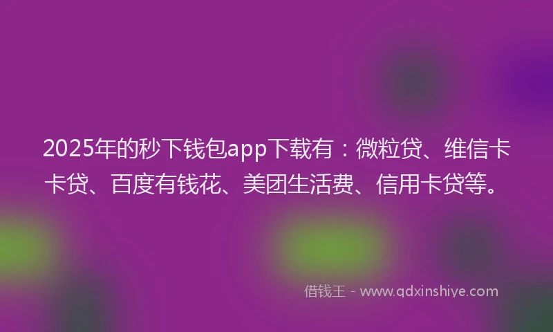 2025年的秒下钱包app下载有：微粒贷、维信卡卡贷、百度有钱花、美团生活费、信用卡贷等。