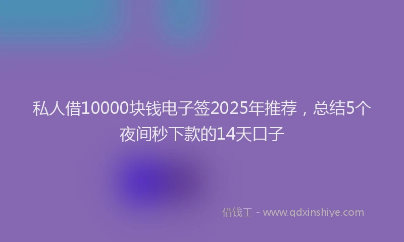 私人借10000块钱电子签2025年推荐，总结5个夜间秒下款的14天口子