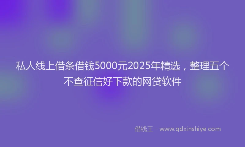 私人线上借条借钱5000元2025年精选，整理五个不查征信好下款的网贷软件