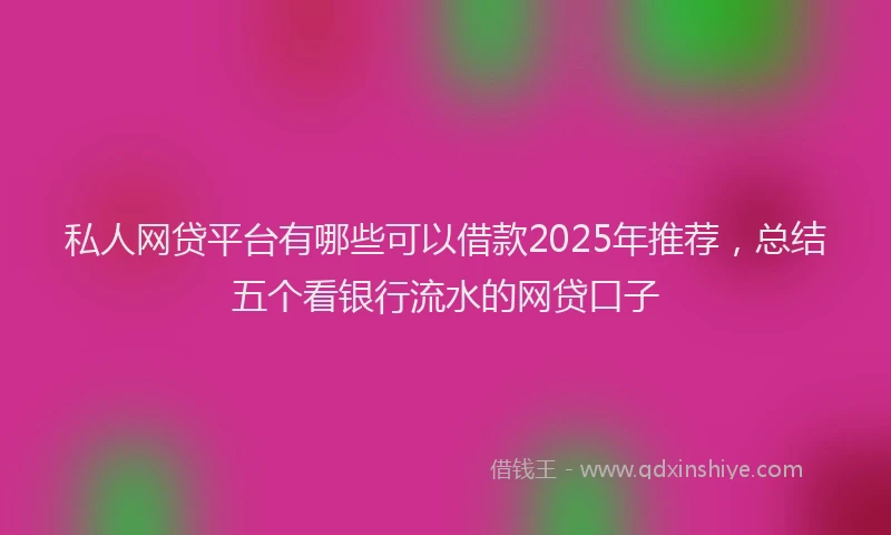 私人网贷平台有哪些可以借款2025年推荐，总结五个看银行流水的网贷口子