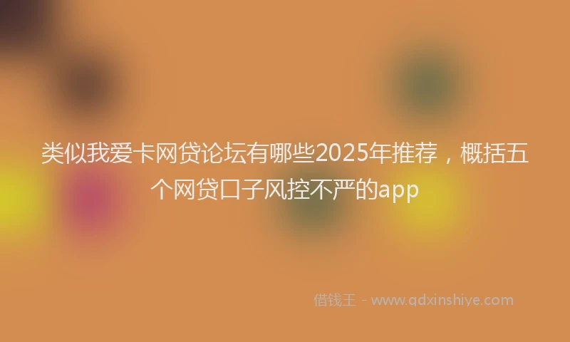 类似我爱卡网贷论坛有哪些2025年推荐，概括五个网贷口子风控不严的app
