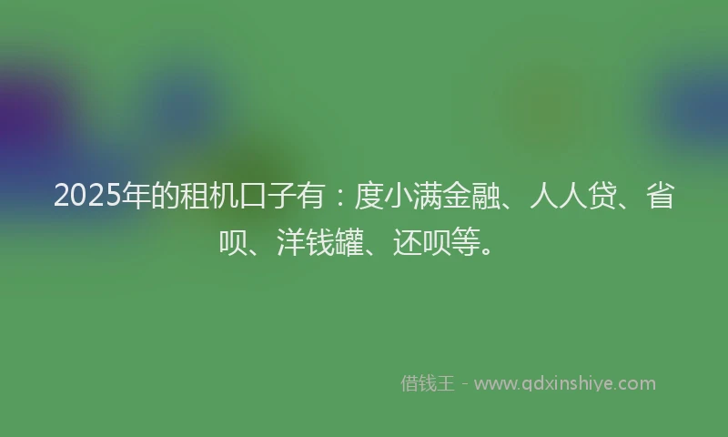 2025年的租机口子有：度小满金融、人人贷、省呗、洋钱罐、还呗等。