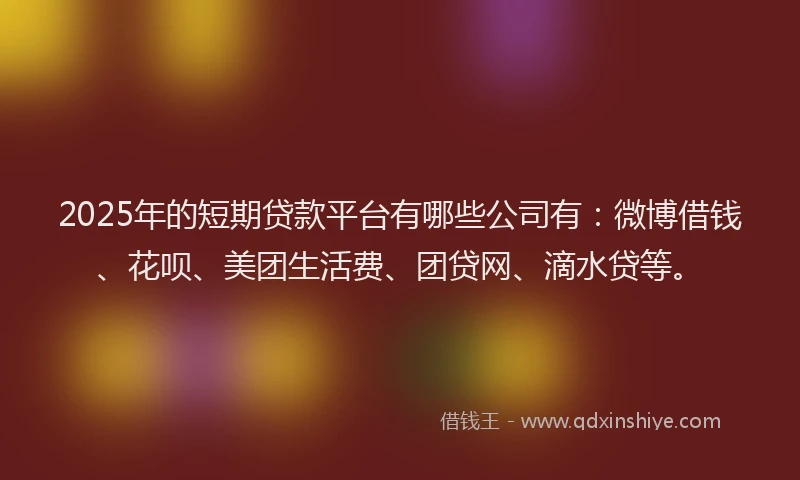 2025年的短期贷款平台有哪些公司有：微博借钱、花呗、美团生活费、团贷网、滴水贷等。