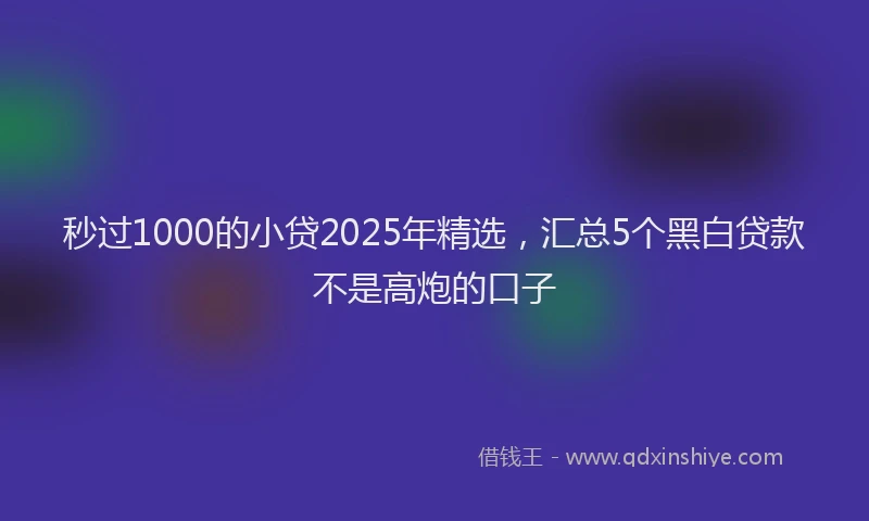 秒过1000的小贷2025年精选，汇总5个黑白贷款不是高炮的口子