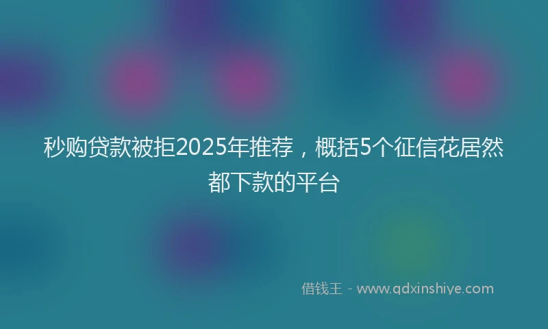 秒购贷款被拒2025年推荐，概括5个征信花居然都下款的平台