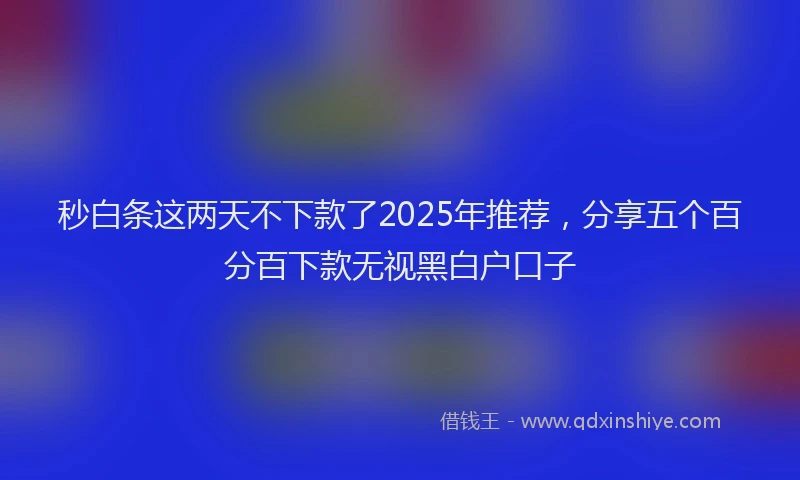 秒白条这两天不下款了2025年推荐，分享五个百分百下款无视黑白户口子