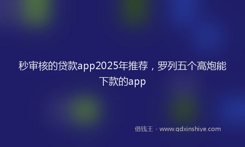 秒审核的贷款app2025年推荐，罗列五个高炮能下款的app