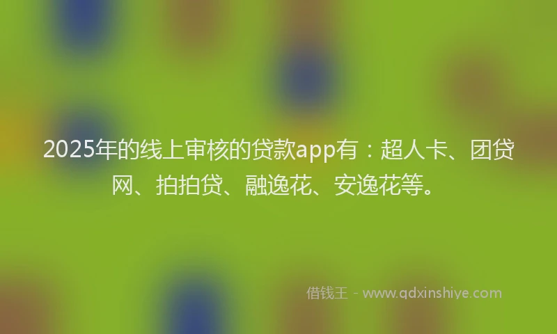 2025年的线上审核的贷款app有：超人卡、团贷网、拍拍贷、融逸花、安逸花等。