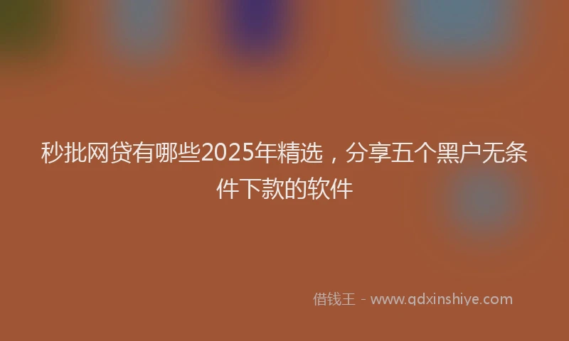 秒批网贷有哪些2025年精选，分享五个黑户无条件下款的软件
