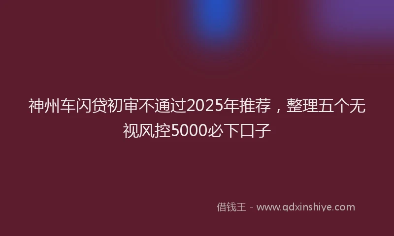 神州车闪贷初审不通过2025年推荐，整理五个无视风控5000必下口子