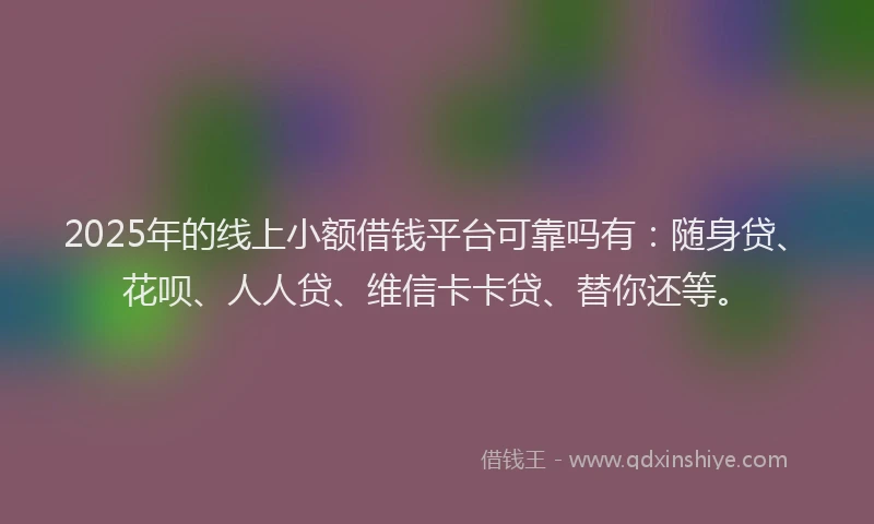 2025年的线上小额借钱平台可靠吗有：随身贷、花呗、人人贷、维信卡卡贷、替你还等。